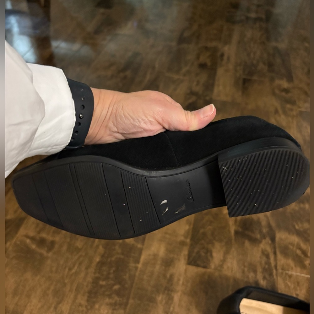 Clarks Black Suede & Leather Cap Toe Loafers - Picture 7 of 9